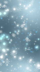 Snowflakes and Sparkles. Winter background with white and colored snowflakes and glitter stars.
