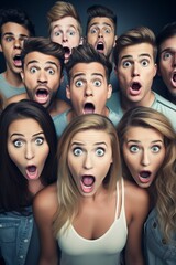 Obraz premium group of super excited and shocked people
