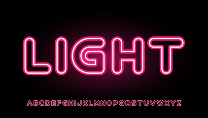 lining neon light typography capital alphabet letter logo design - obrazy, fototapety, plakaty