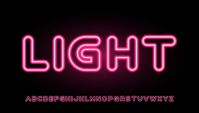 lining neon light typography capital alphabet letter logo design