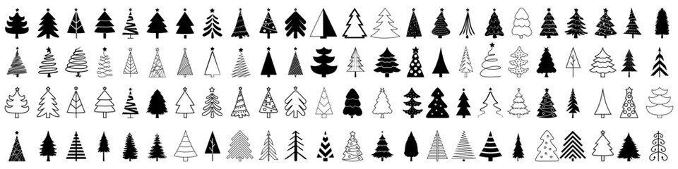 Christmas tree vector icon set. New year illustration sign collection. Winter symbol.