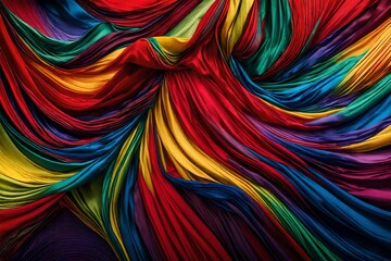 colorful waves abstract vivid silky cloth full frame background in shinny primary color with dark and deep view and color waves wandering here and there 