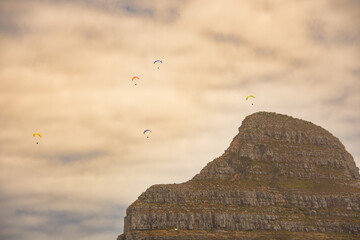 View of the famous Lion’s head Mountain, Cape Town, South Africa