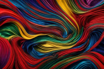 colorful waves abstract vivid silky cloth full frame background in shinny primary color with dark and deep view and color waves wandering here and there 
