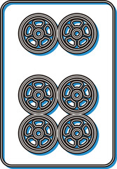 彫刻風カラーシャドウ麻雀牌単品アイコン　六筒