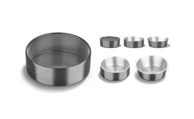 Blank black ceramic dog bowl mockup, different views