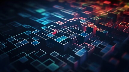 Obraz premium Glowing Neon Lines and Squares