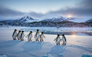 Icy Emissaries The Penguin Chronicles  A Journey Through Frosty Realms and Charming Fellowship ai generated