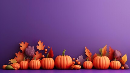 Naklejka na ściany i meble 3D style pumpkins and autumn