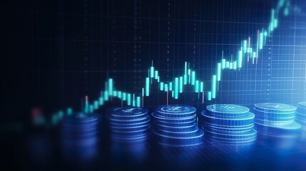 3D coin background with graph