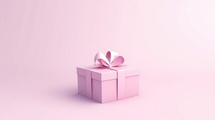 Fototapeta premium Blank sweet pink pastel color present box or open gift box with pink ribbon and bow isolated on pink background with shadow minimal concept 3D rendering