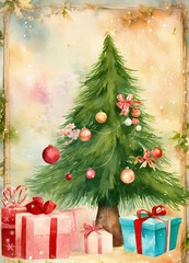 Fototapeta na wymiar Happy new year christmas tree background