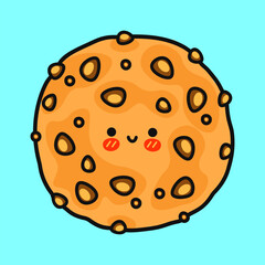 Oatmeal cookies. Vector hand drawn cartoon kawaii character illustration icon. Isolated on blue background. Oatmeal cookies character concept