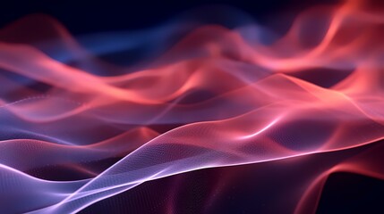 Obraz premium Abstract wave of glowing particles on dark background, 3d rendering backdrop