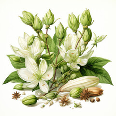 Obraz premium watercolor Cardamom clipart, Generative Ai