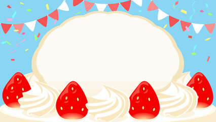 いちごケーキの背景（ホワイトチョコ）