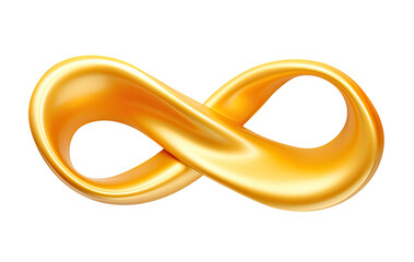 Abstract golden infinity shape isolated on transparent background