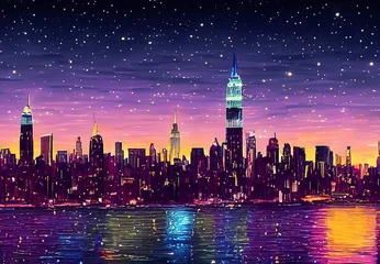 Foto op Plexiglas graphic impression of new york in the evening © Chris Willemsen 