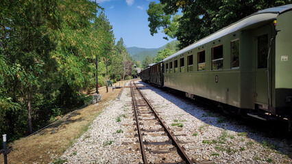 Obraz premium Train in a mountain village