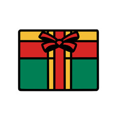 Colorful Christmas Present Box - Cartoon Vector Illustration