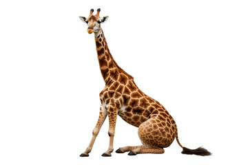 Majestic Giraffe Stretching Gracefully on a transparent background