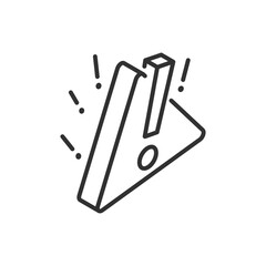 Obraz premium Caution, warning, linear icon. Triangular sign with exclamation mark. Line with editable stroke. Isometric