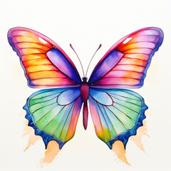 butterfly on a white background Set two beautiful colorful bright multicolored tropical butterflies...
