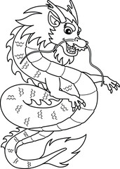 Year of the Dragon Isolated Coloring Page for Kids