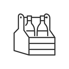 A case of wine, linear icon. Alcohol. Line with editable stroke
