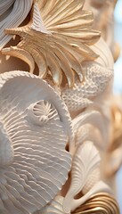 A close-up of the intricate seashell details in the design elements of Coastal Serenity Suite, showcasing the attention to coastal aesthetics in its decor.