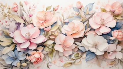 watercolor flowers art background photo