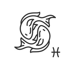 Pisces, linear icon. Zodiac sign. Line with editable stroke