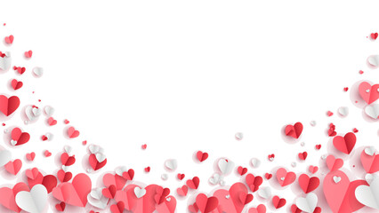 Red, pink and white hearts. Vector illustration. Paper cut decorations for Valentine's day design. Stock royalty free vector illustration. PNG
