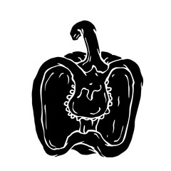 Silhouette of bell pepper vegetable.Vector graphics.