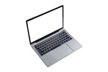 Computer laptop with blank screen isolated on white background.