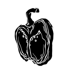 Silhouette of bell pepper vegetable.Vector graphics.