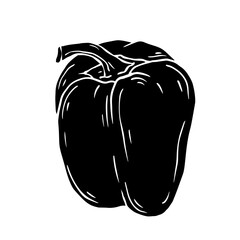 Silhouette of bell pepper vegetable.Vector graphics.