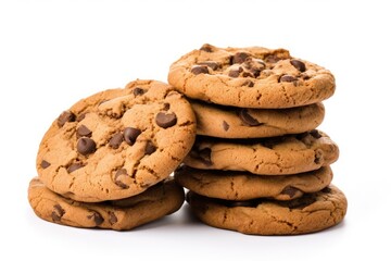 photo wide selective closeup shot of a stack of baked chocolate cookies
