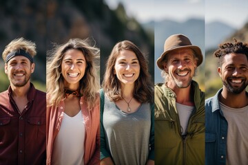 Diverse Facial Expressions Collage in Natural Outdoor Setting