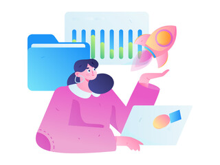 Business People Flat Vector Concept Operation Hand Drawn Illustration
