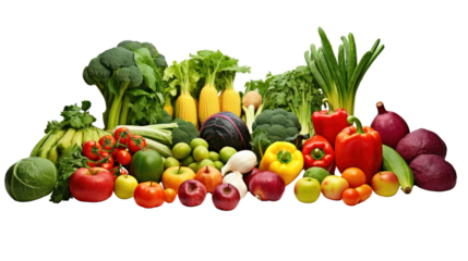 Vegetable and fruit group Isolated on a clear background, PNG file.