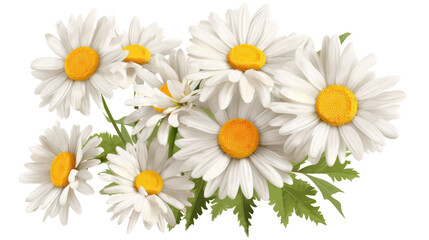 Set of daisies isolated in PNG file, transparent background.