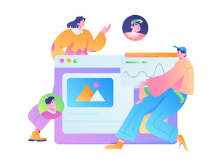 Business People Flat Vector Concept Operation Hand Drawn Illustration
