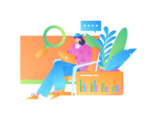 Business People Flat Vector Concept Operation Hand Drawn Illustration
