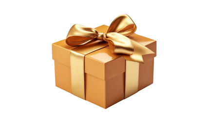 Gift box with luxury gold ribbon isolated on transparent background. PNG file.