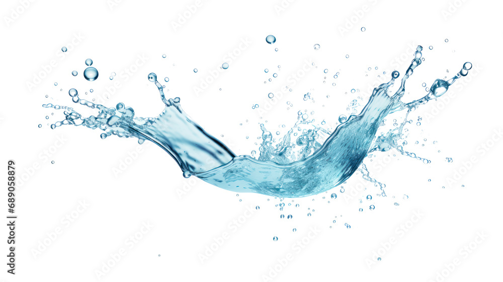 Poster clear blue water splashes and waves with drops. vector liquid splash with drops. realistic isolated 