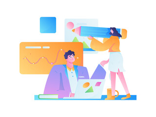 Business People Flat Vector Concept Operation Hand Drawn Illustration
