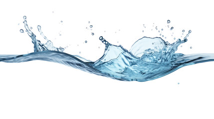 Clear blue water splashes and waves with drops. Vector liquid splash with drops. Realistic isolated...