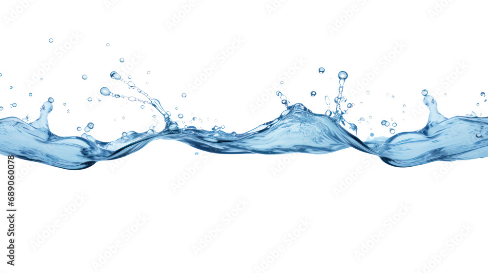 Poster clear blue water splashes and waves with drops. vector liquid splash with drops. realistic isolated 