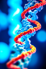 DNA. Study of gene structure of cell. DNA molecule structure. Genetic engineering of the future - obrazy, fototapety, plakaty